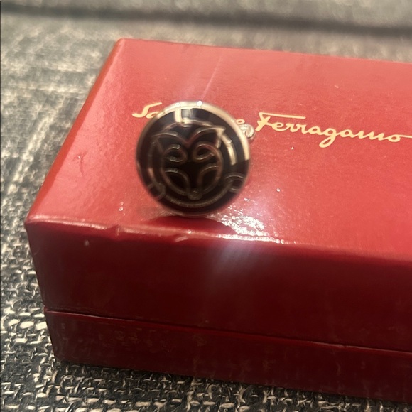 Salvatore Ferragamo Black and Silver Cufflinks - Picture 3 of 6